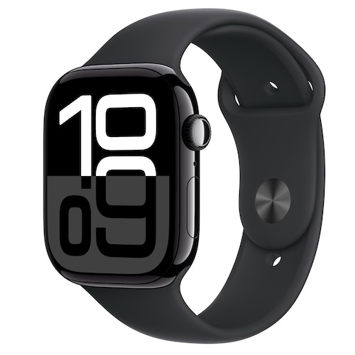 Apple Watch Series 10 [GPS 46mm case] Smartwatch with Jet Black Aluminium Case with Black Sport Band